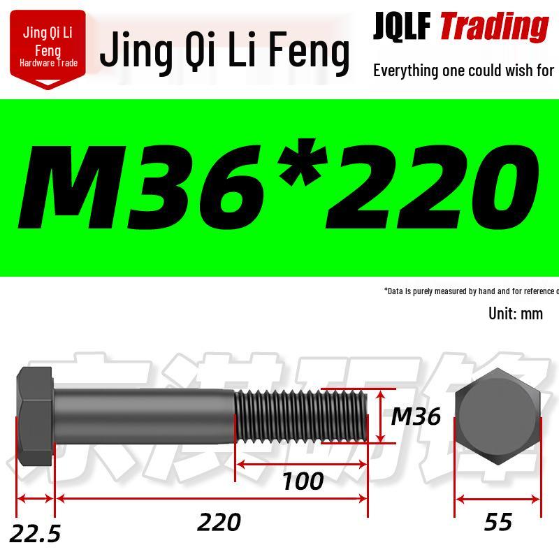 M27-M39 Grade 12.9 Blackened Half-Thread Hexagon Bolt