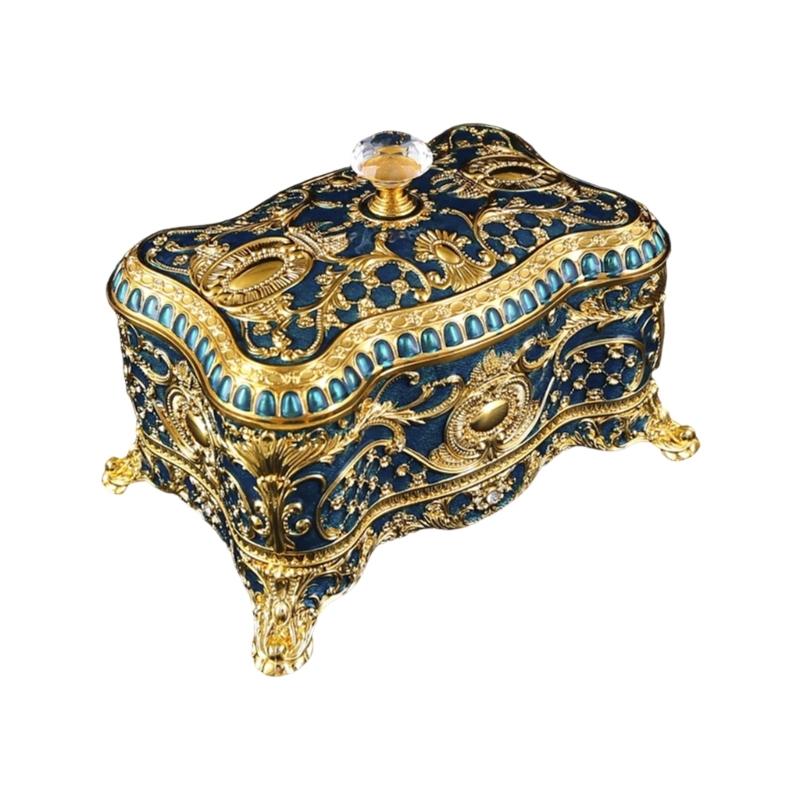 A52E Rose Themed Jewelry Box Stylish Necklace Organizers Vintage Jewelry Holder Suitable for Home Decors and Daily Use