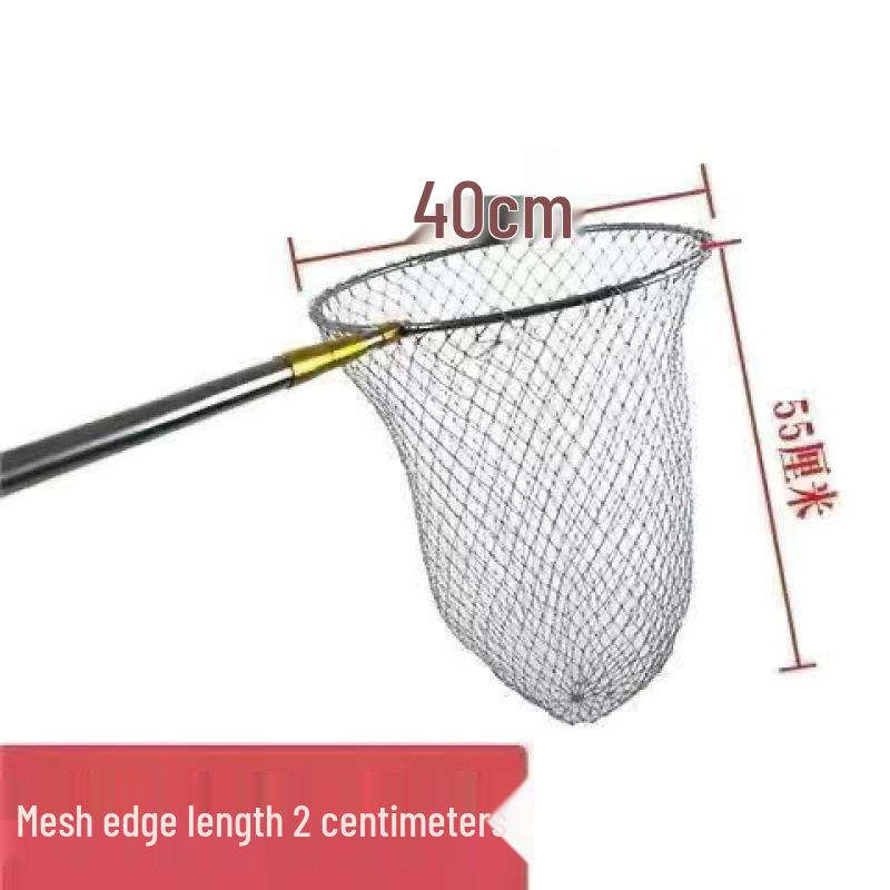Thick Folding Fish Landing Net Set with Stainless Steel Telescopic Rod and Fine Mesh