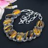 Tiger Eye Gemstone Handmade 925 Sterling Silver Jewelry Necklace 18" KG-1648