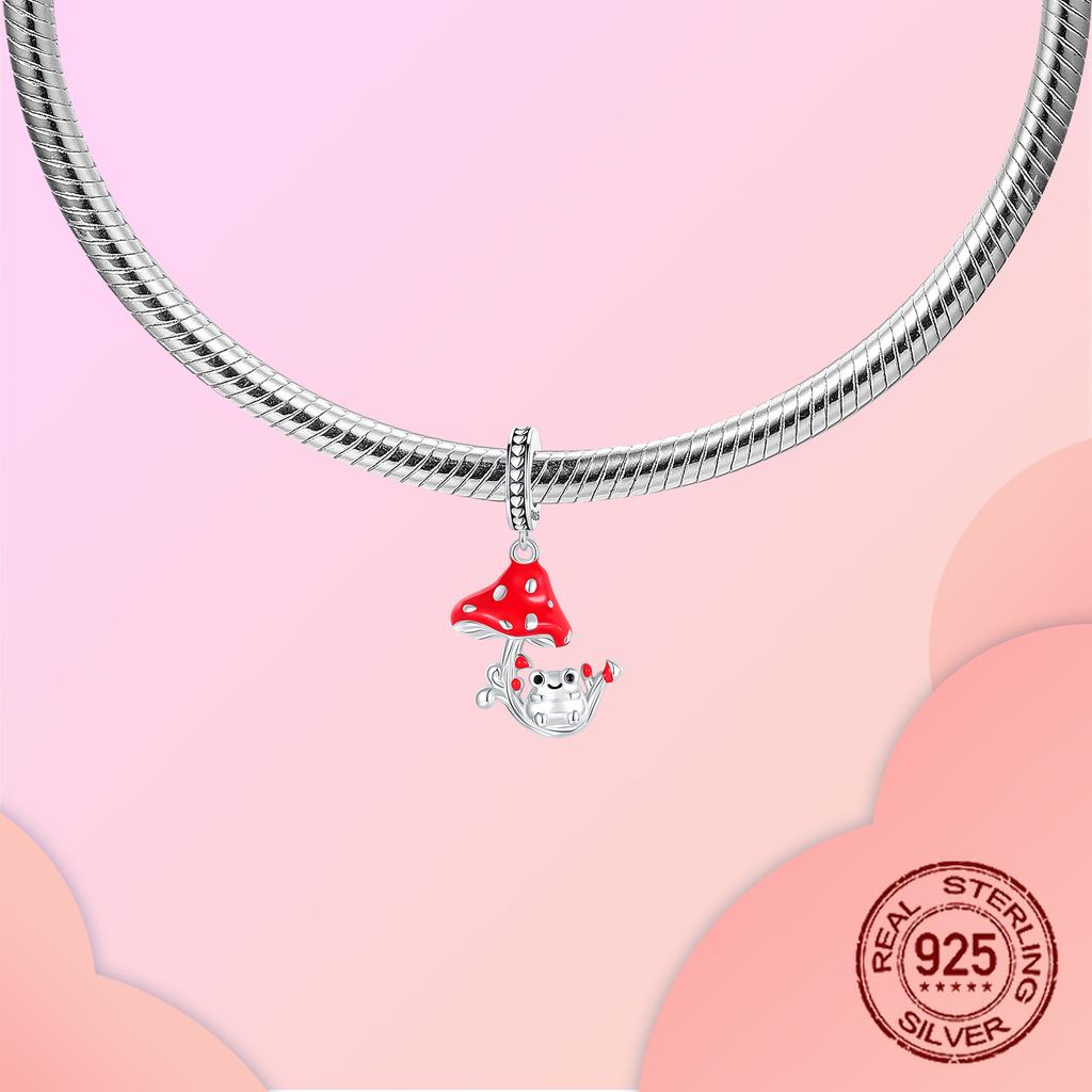 Frosch und Pilz Anhänger Kupfer Frosch Perle Hängender Anhänger Passend für Armband Halskette DIY Schmuck