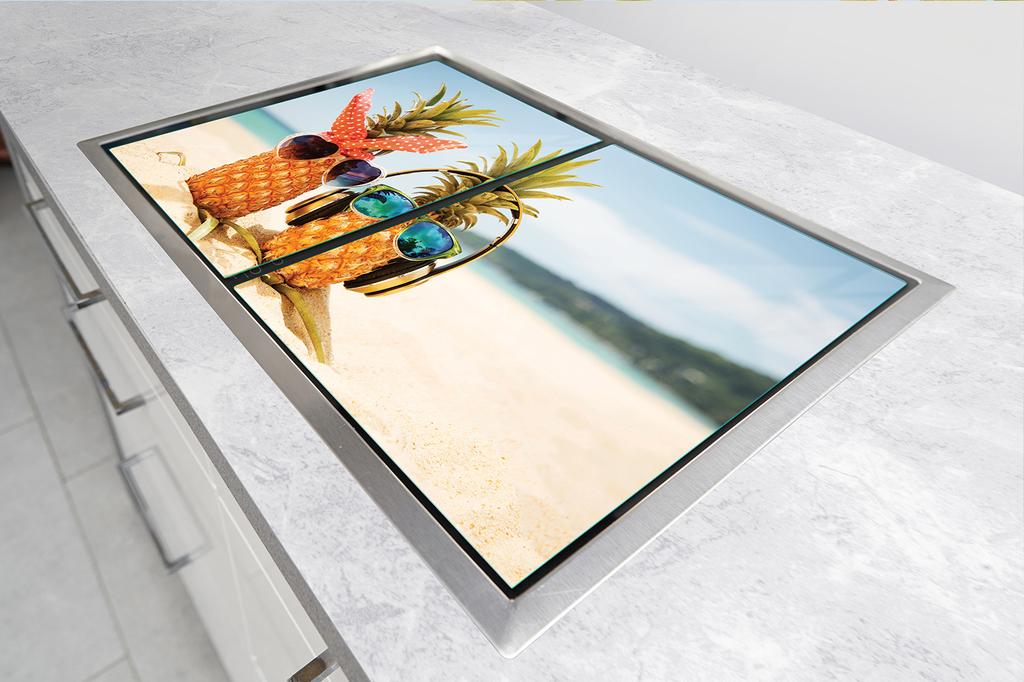 SZKLANA PŁYTA OCHRONNA NA KUCHENKĘ 90x52 ANANAS