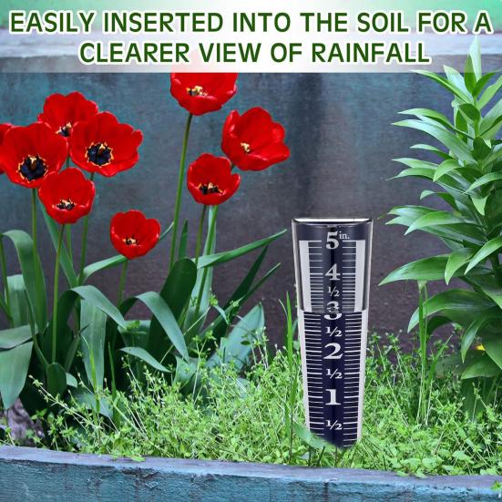 5-Inch Capacity Rain Gauge Easy to Read Rain Gauge Precipitation Monitor with Magnifying Scale And Numbers for Garden Yard Field Lawn