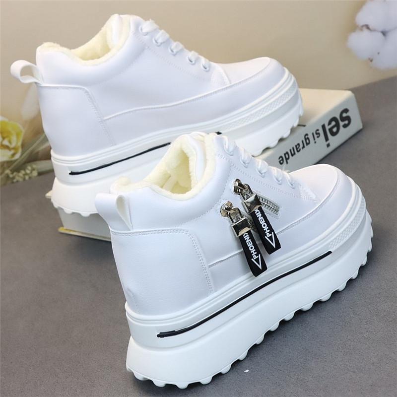 Fashion Women Sneakers Casual Platform Trainers White Shoes 10CM Heels Autumn Wedges Breathable Woman Height Increasing Shoes