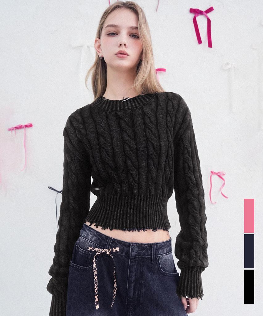 VIVACIOUS Erica Round Damage Knit - 3Col