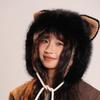 Women's Winter Fleece-Lined Cat Plush Hat for Outdoor & Cycling