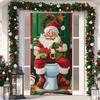 1 ks Veselé Vánoce Kryt na dveře Banner Polyester Vzor Santa Clause pro Štědrý večer Novoroční sváteční párty Vchodové dveře Domácí nástěnná dekorace