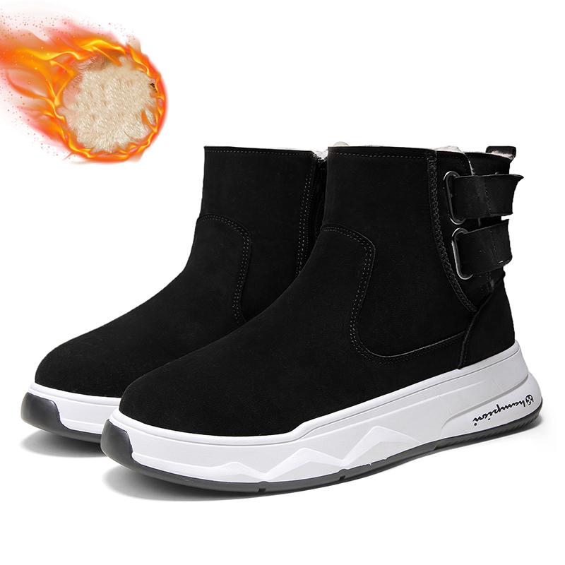 Zimní Pánské Hrubé a Plyšové Teplé a Módní Silná Podrážka Vysoké Kotníkové Bavlněné Boty Sněhule Ležérní Bavlněné Boty