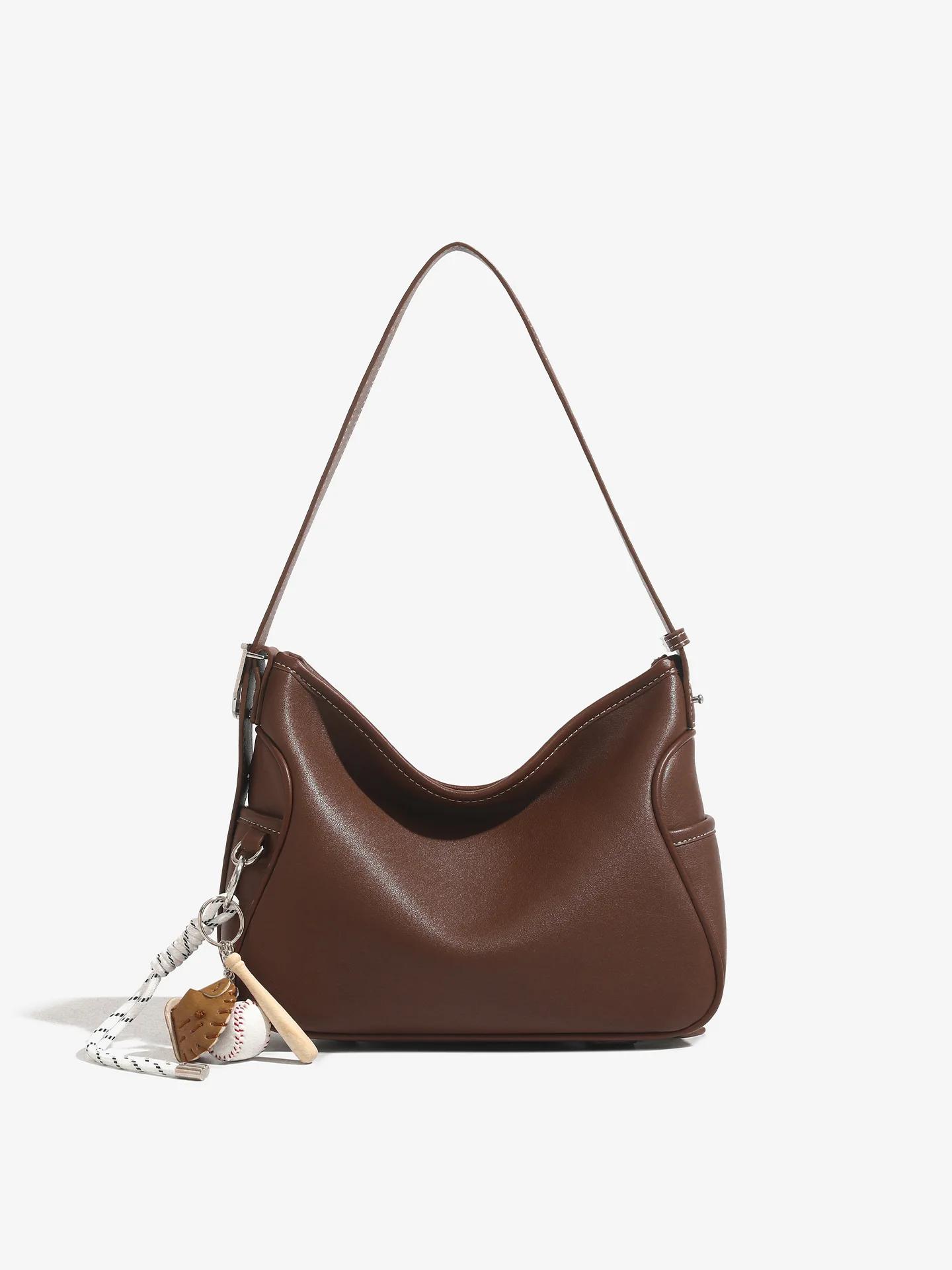 

Ladies Large Capacity Fashi Travel Soft Handbags Female Casual Cow Leather Shoulder Bags Female Retro Cowhide Crossbody Bag 26x10x21cm коричневый