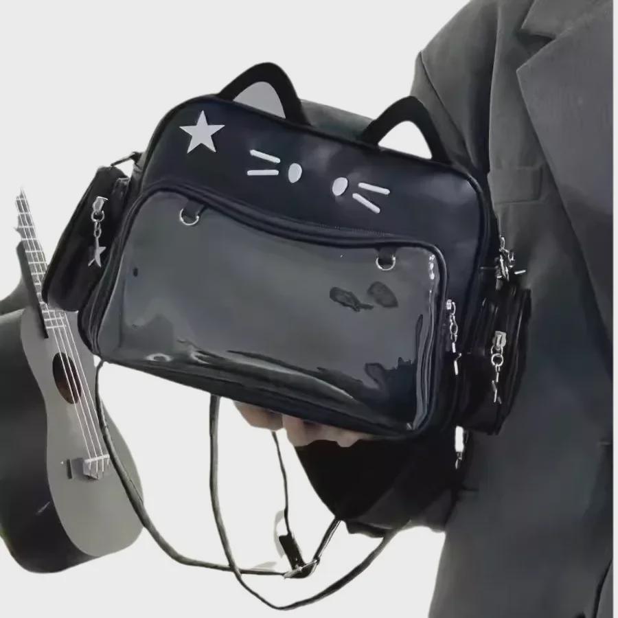 Millennium Y2K Large Capacity Cat Print Crossbody Backpack 2024