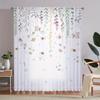 2 Pezzi Tenda Trasparente Floreale Pastello ad Acquerello - Tenda Romantica Botanica per Finestra per Camera da Letto
