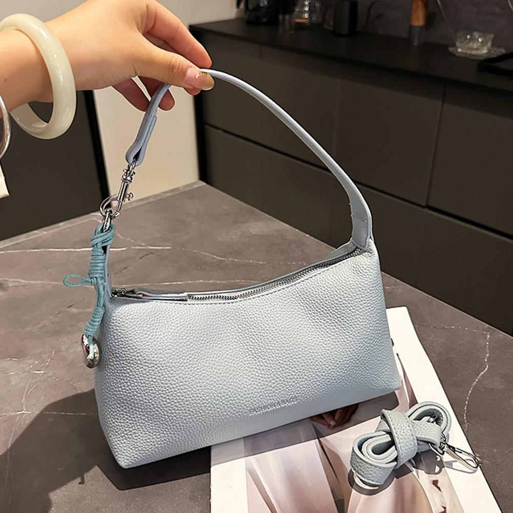 PU Leather Shoulder Bag Trendy Tote Handbag with Adjustable Strap Satchel Bag for Women синий