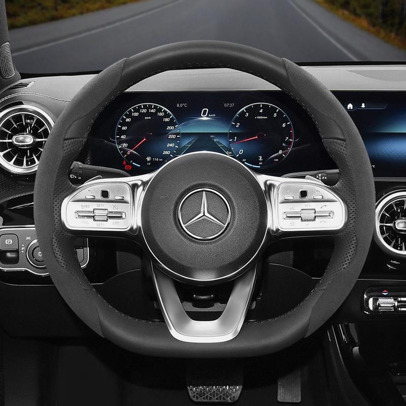 Suitable for Mercedes-Benz Anti-Slip Buckle Segmented Suede Steering Wheel Cover Suitable for E Class S C a Glc Suv Eqc Gle Gla Eqe Amg Eq C63 E63 