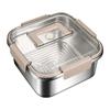 Stainless Steel Handle Lunch Box Food Grade Refrigerator Storage Box Microwave Household Large Capacity Sealed Picnic Box