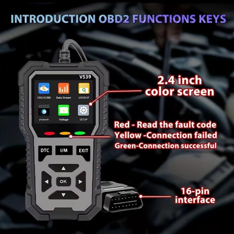Car Diagnostic Tool V539 with Readiness Review and Live Vehicle Data, Corded OBD2 Fault Helper for 12V Vehicles 1996 and Later Models
