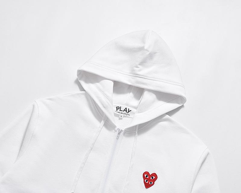 HEYPLAY Men's Japanese Trendy Cotton Hoodie - Layered White Heart Zipper, Autumn/Winter