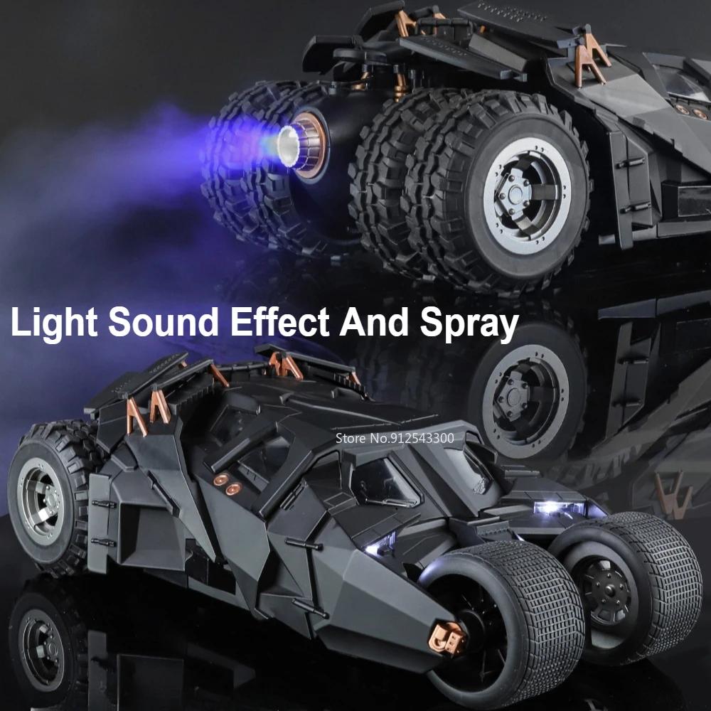 Large Scale 1:18 Batmobile Car Model Toy The Dark Knight Trilogy Sound Light Sliding Spray Alloy Vehicle Models Ornaments Gifts