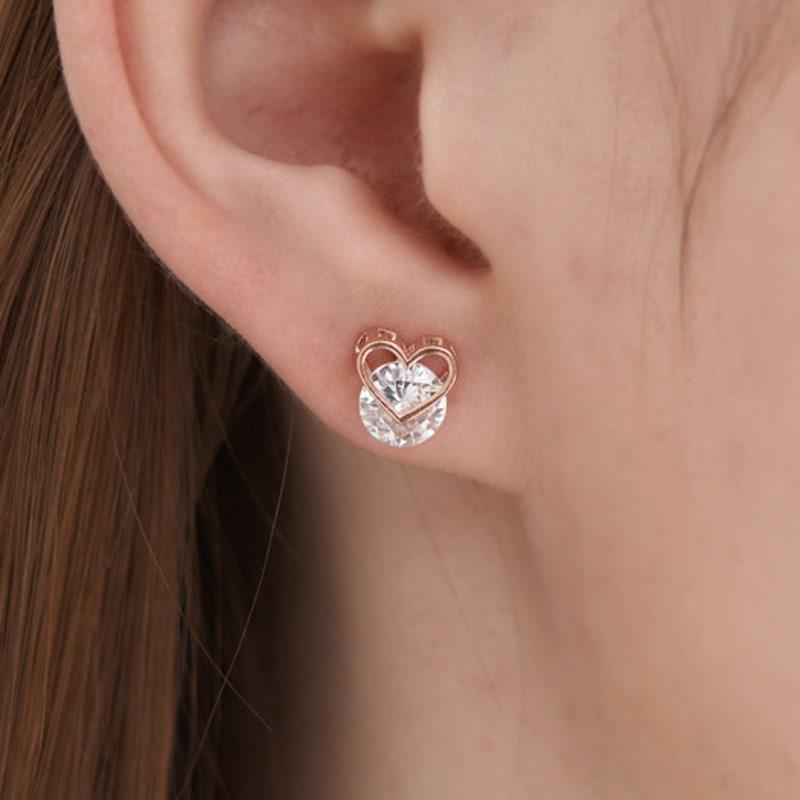 CRANNE 14K GF Bold Cubic Heart Earrings C24EGF201