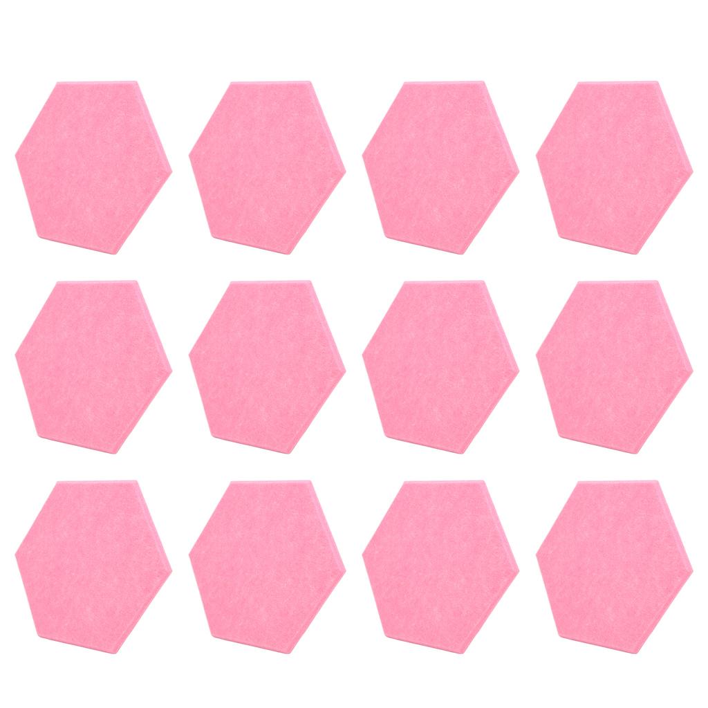 12Pcs Sound Absorption Board Hex Adhesive Acoustic Panels Wedges Wall Soundproof EnclosurePink
