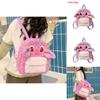 Cute Cartoon Pink Angel Plush Backpack For Girls Daily Use