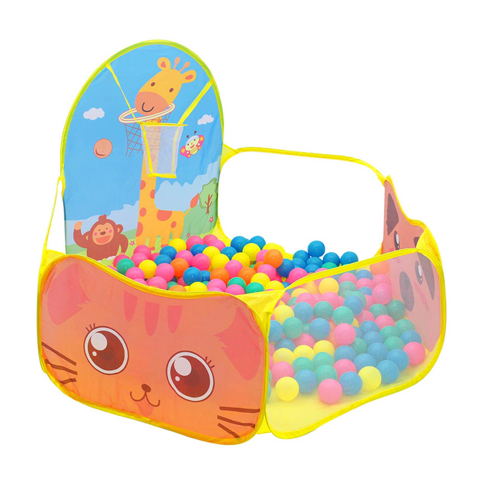 

Детский надувной манеж с шариками, складной, с мультяшным жирафом, палатка-бассейн для игр для малышей, с баскетбольным кольцом, для девочек и мальчиков, розовый жёлтый