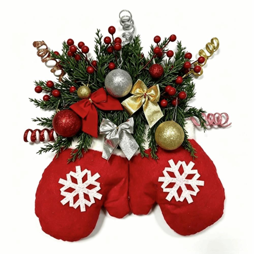 Artificial Wreath Christmas Wreath Glove Shape Christmas Garland Christmas Door Wreath Gate