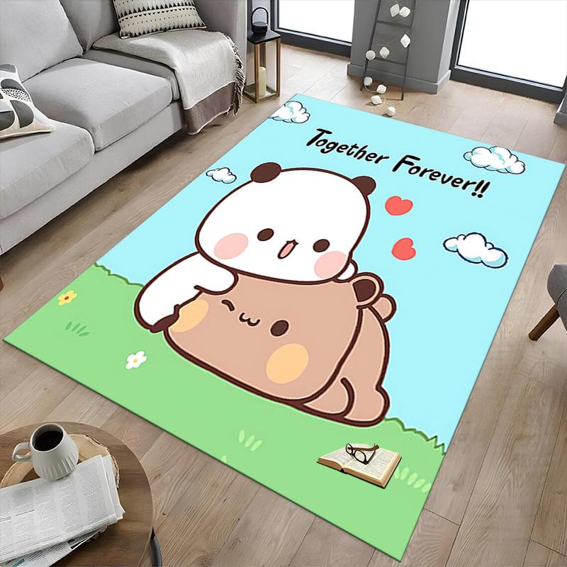 1PC Panda Love Anti-slip carpet, suitable for Office, bedroomand playrooms. It can also be used as a sofa footrest cover-R25