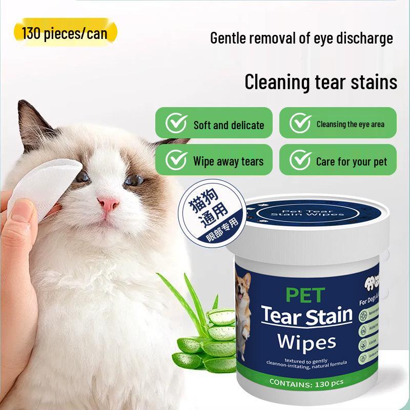 Pet Eye Wipes for Cats & Dogs, Tear Stain Remover, Eye Discharge Cleanse, Bichon Frise Tear Stain Care