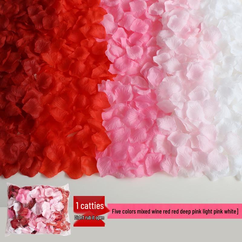 Romantische Hochzeits-Verlobungsdeko: Rote Rose Simulierte Blütenblätter