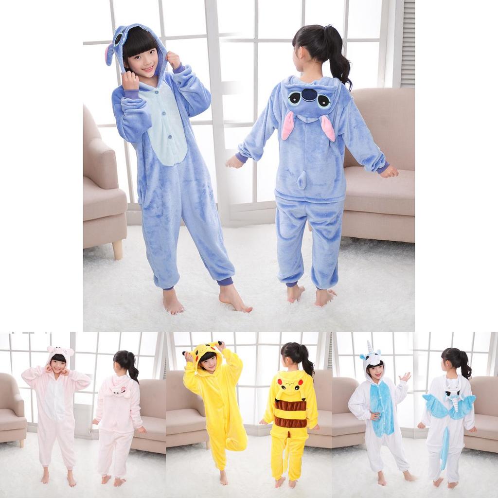Hochwertiger Halloween Kinderpyjama Cosplay-Kostüm mit Pokemon Pikachu Drache Kuh Designs