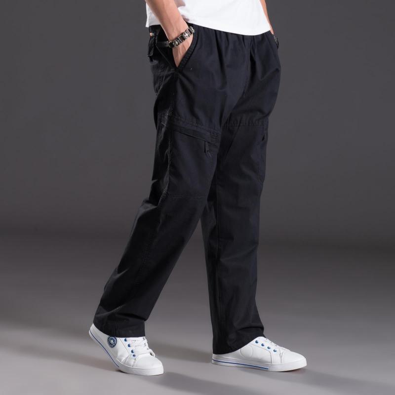 Men's Summer Workwear Casual Washed Cotton Pants, Multi-Pocket, Plus Size M-6XL
