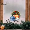 Glass Door Decorative Scenes Christmas Bird Static Window Sticker, Cute Watercolor Stickers with Wreath And Gift Box, PVC Festival Atmosphere