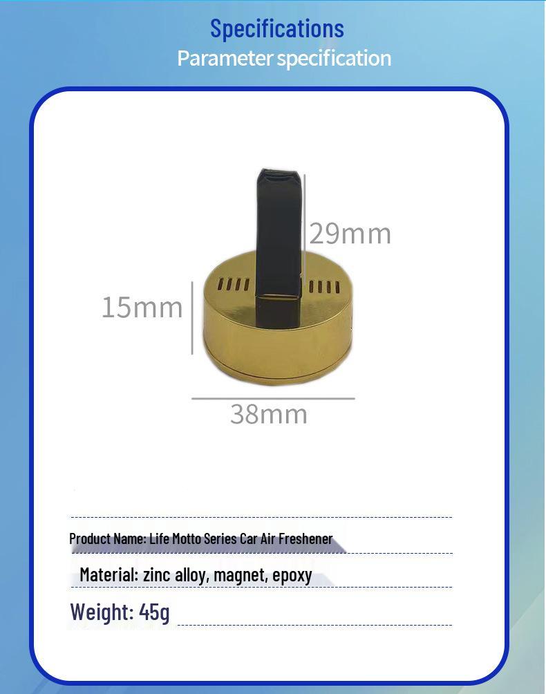 High-End Zinc Alloy Car Vent Aromatherapy Perfume - Life Motto Series