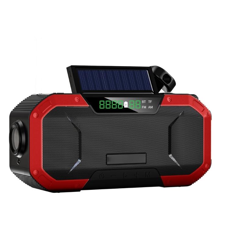 Solar Hand Cranks Radio with FM AM Band Reception Emergency SOS Alarm IPX5 Waterproof for Camping Survival Adventure