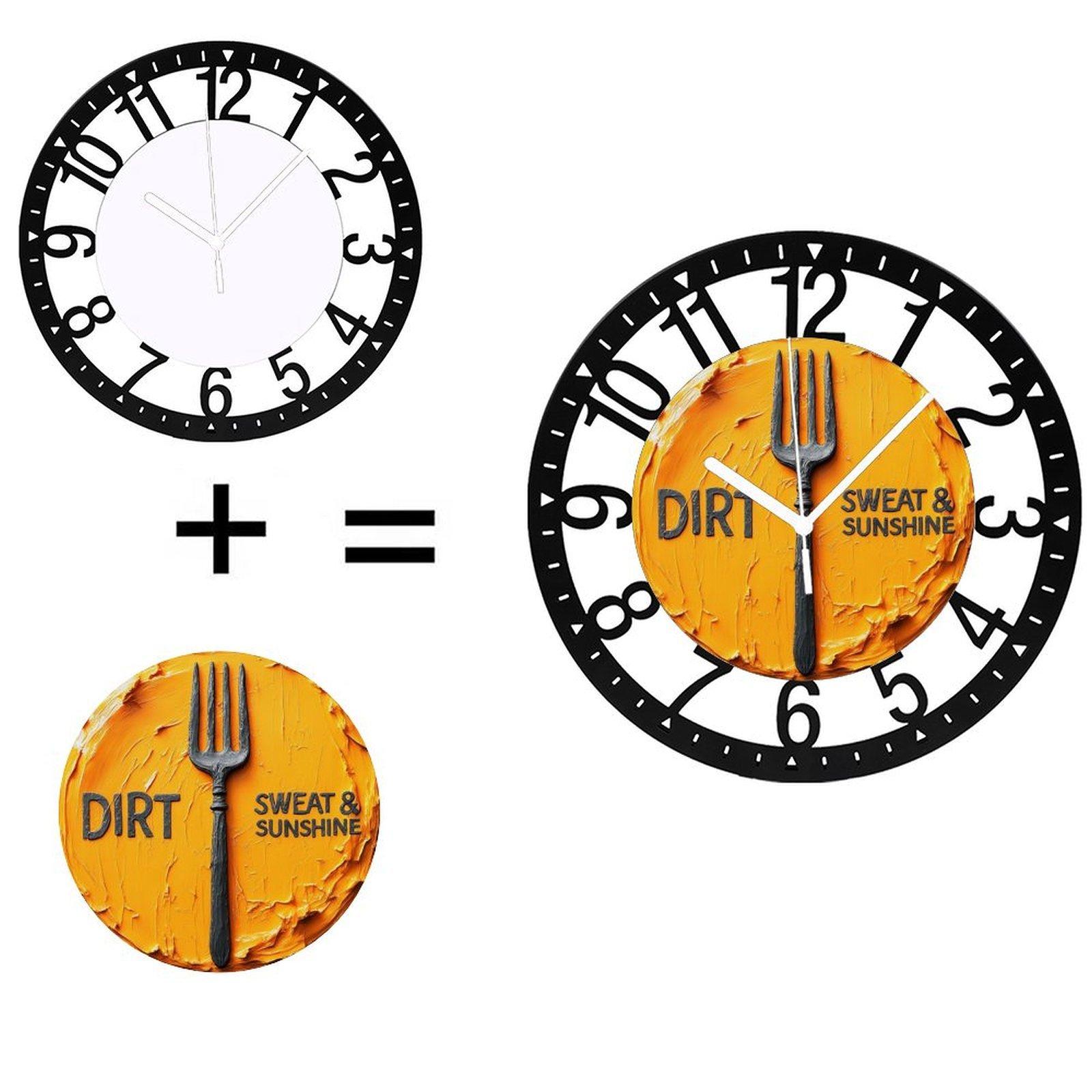 25cm Nordic Style Iron Round Wall Clock Minimalist Home Decor (Black,10 inch(25.40cm))