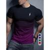 Simple Striped 3D Printed Men's Round Neck Short Sleeve Outdoor Casual Breathable Sweat Absorbent Men's Top Fashion And Fashion