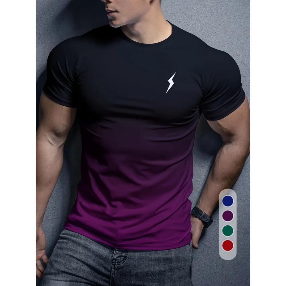 Simple Striped 3D Printed Men's Round Neck Short Sleeve Outdoor Casual Breathable Sweat Absorbent Men's Top Fashion And Fashion