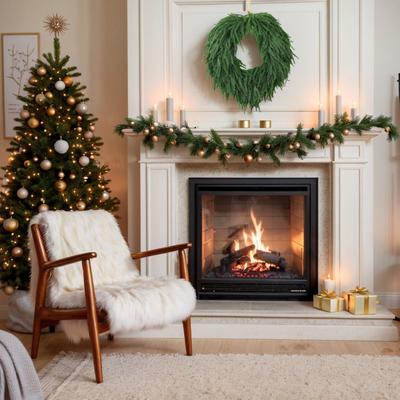 Christmas Door Wreath 23.6 Inch Decorative Greenery Wreath Artificial Christmas Garland for Holiday Decorators Homeowners Winter