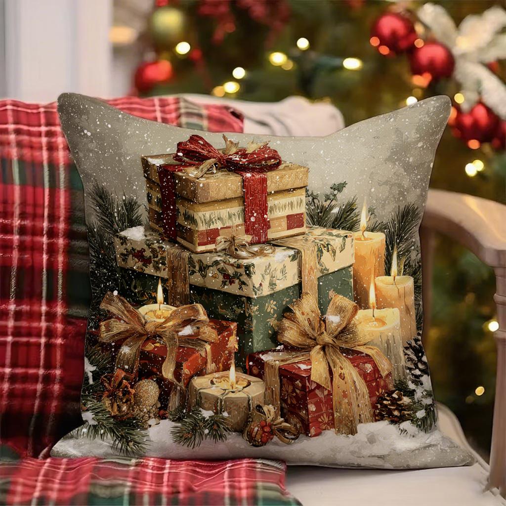Santa And Snowman On Christmas Pillowcasesuitable For Sofa Car Bedroom Decorative Cushion Cover Pillow Cover