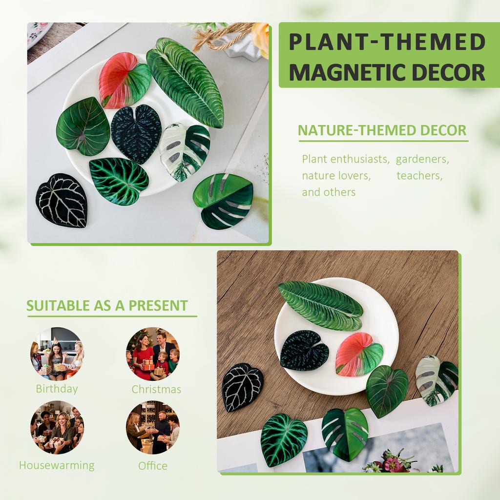 8 Pcs Leaf Shape Refrigerator Magnets Acrylic Plant Fridge Magnets 3D Leaf Decorative Refrigerator Magnet for Whiteboard Locker