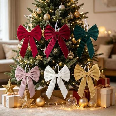 Velvet Bow Christmas Decorations Set for Scene Arrangement