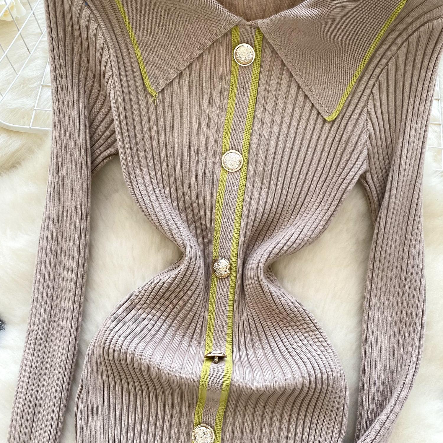 Осень-зима женские трикотажные платья 2024 винтажное лоскутное полосатое длинное — фото 12