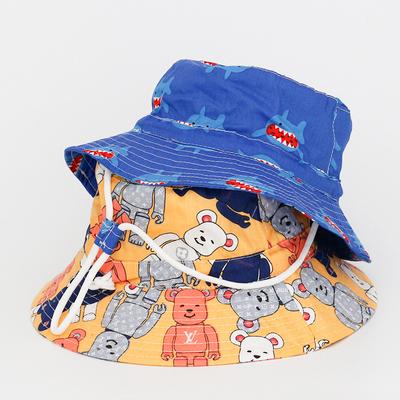 Children's Hat Boys and Girls Creative Cartoon Printed Fisherman Hat Student Outdoor Sun Protection Pot Hat