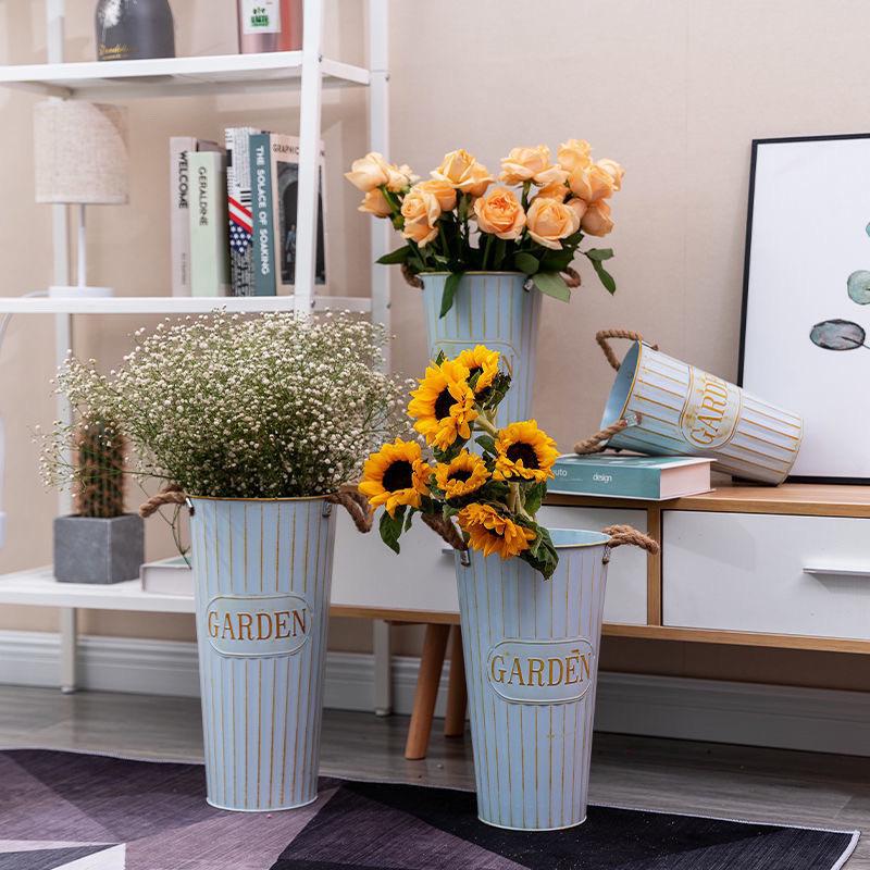 Creative Tin Flower Pot: Dried & Fresh Flower Arrangement Vase for Home or Flower Shop Use