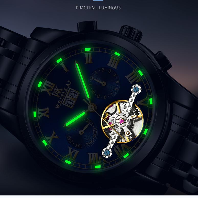 WEISIKAI 6009A Men Watches New TOP Brand Luxury Men's Watch With Box Waterproof Luminous Calendar Automatic Men's Mechanical Watches