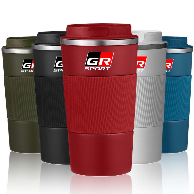 Stainless Steel GR Gazoo Racing Emblem Coffee Thermos Bottle Thermal Mug For Toyota Rav4 Corolla Camry Aqua Yaris Cross Auris