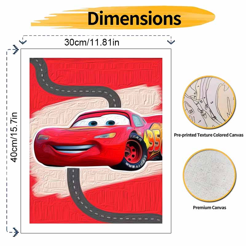 Disney Lightning McQueen oil paint by numbers painting kit handmade diy home decor gifts art canvas wall hanging bedroom decoration