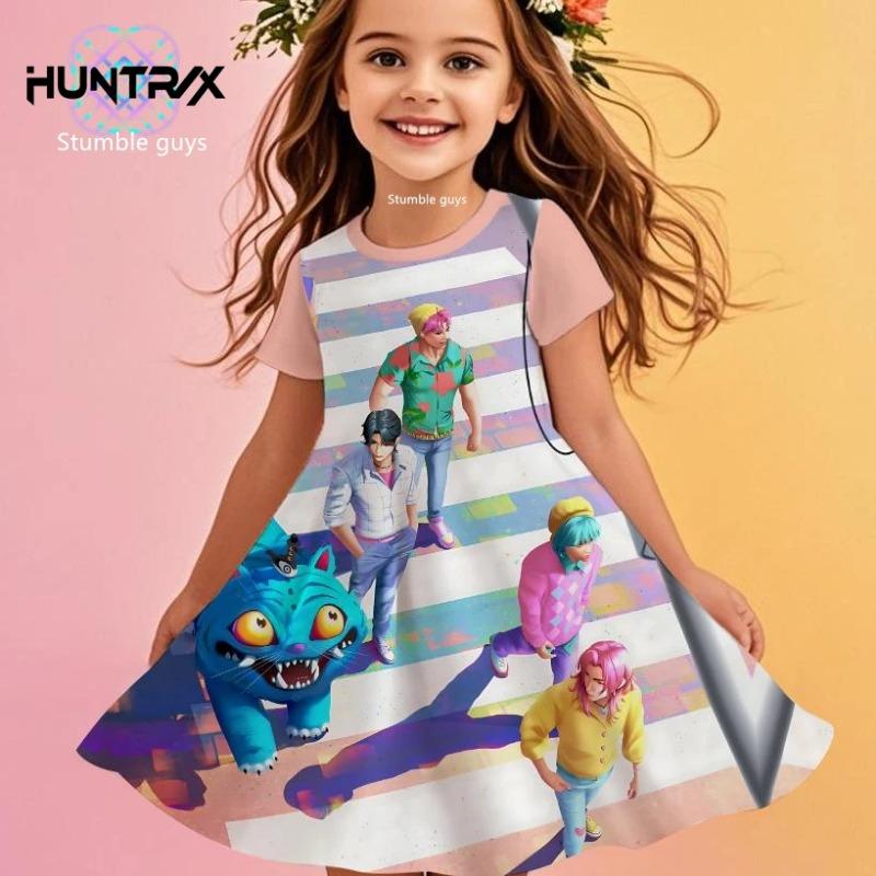 Summer Cute Kpop Demon Hunters Child Short Sleeve Adult Kids Tee Birthday Jersey Fashion Dress Cosplay Huntrix Fan Gift
