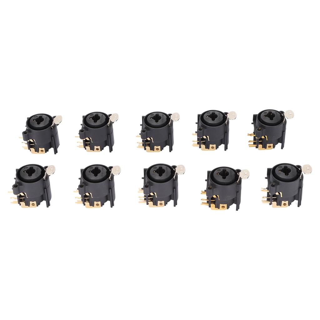 10pcs XLR Female Jack Socket Connector 6.5mm Panel Mount Socket Connector for AV Equipment Car