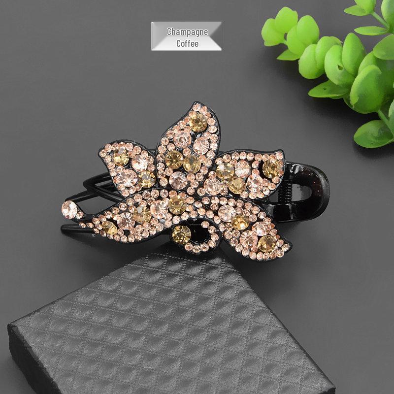 Rhinestone Three-Prong Korean Style Duckbill Hair Clip for Women Natural